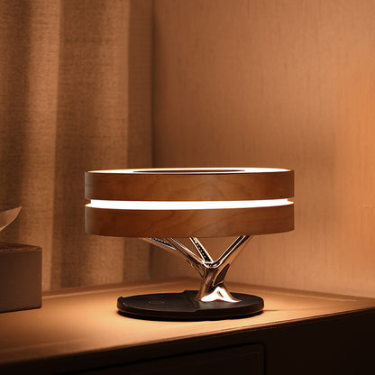 Round Intelligent Music Wi-Fi Bluetooth Speaker, charger Bed Led Lamp.