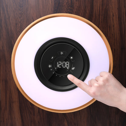 Round Intelligent Music Wi-Fi Bluetooth Speaker, charger Bed Led Lamp.